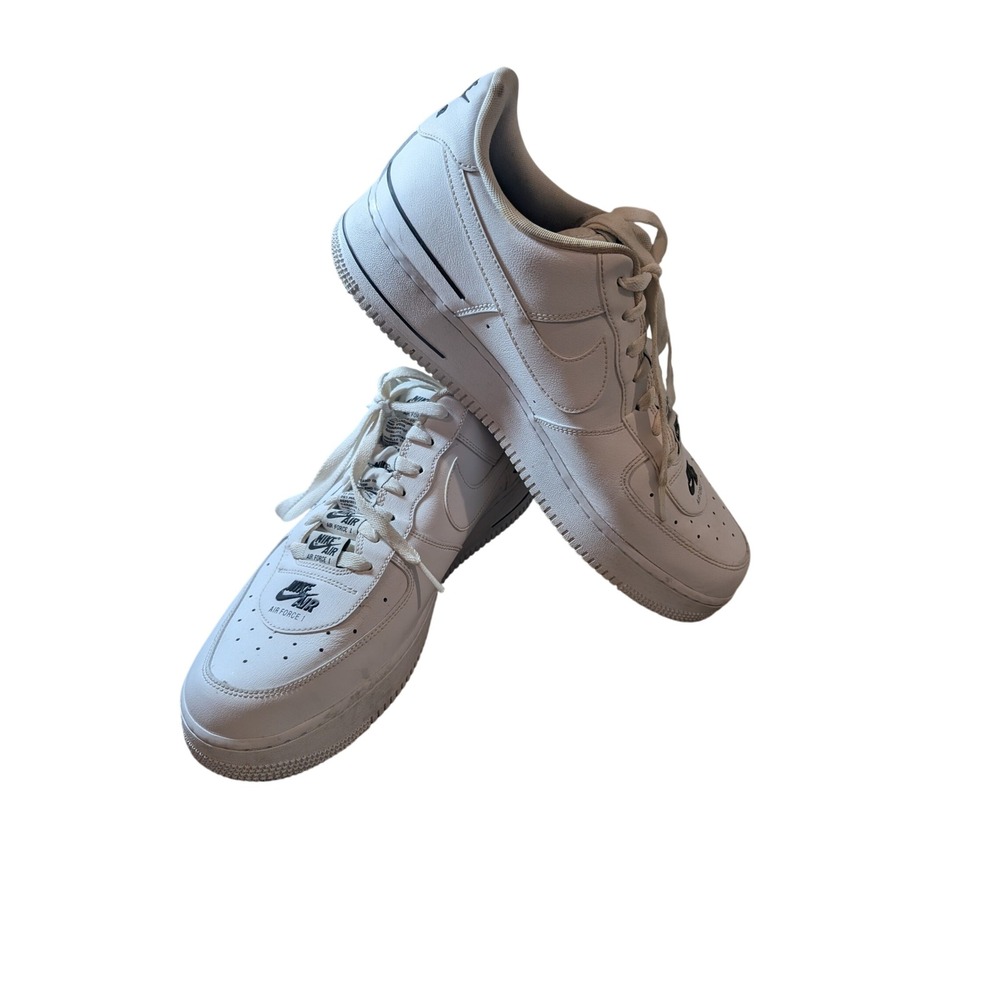 Nike Air Force 1 Sneakers Mens 13 White‎ Multi-Logo Low Top Leather Shoes